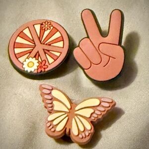 Peace Sign and Butterfly Croc Charms